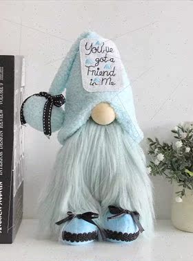 Blue Faceless Doll Window Decorations Creative Holiday Gnome