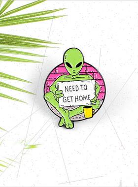 Creative Alien Collar Pin Badge NEED TO GET HOME Backpack Ac