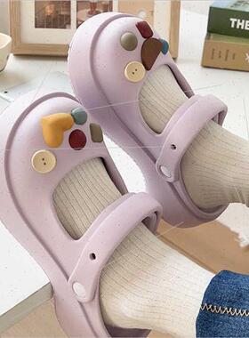 New Mary Jane hole shoes female cartoon DIY sandals summer -