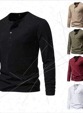 Men 2023 new men casual T-shirt  yards loose long-sleeved T-