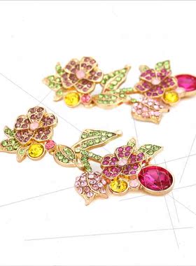 New creative crystal diamond flower earrings retro fashion m