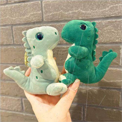 Dinosaur plush toys bag charm cartoon doll keychain gift cut - 图0