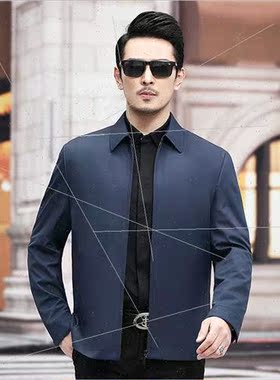 aozi  men fall business casual men middle-aged elderly lapel