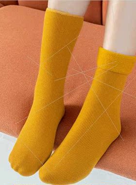 Cashmere snow socks men women mid-calf winter vertical strip