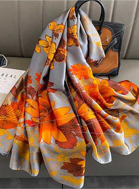 2022 new printing silk scarf women fashion simulation silk s
