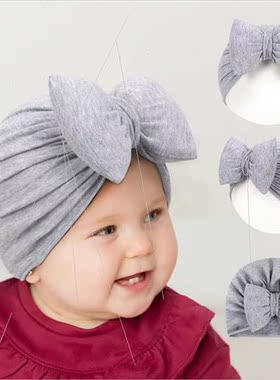 Children fat bow hat ins newborn baby pullover hat 9 colors