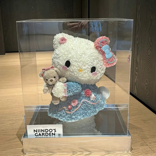 KT猫永生花摆件纯手工绣球高级定制少女心礼物可定制贺卡生日礼物 - 图3