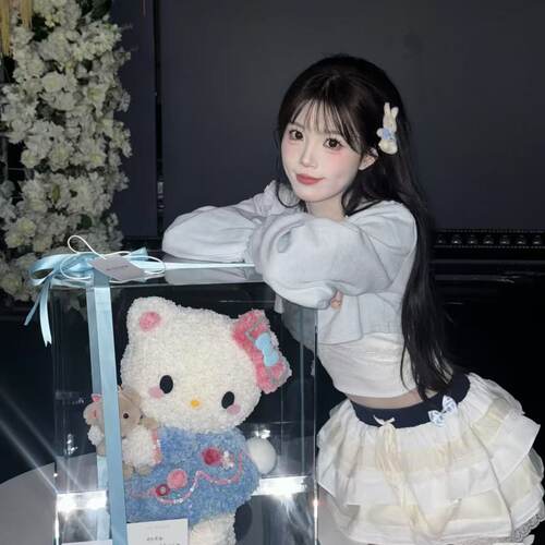 KT猫永生花摆件纯手工绣球高级定制少女心礼物可定制贺卡生日礼物 - 图0