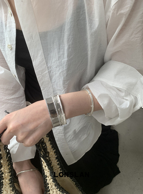 LONSLAN ACC 2025ss 银色个性百搭叠戴高质感手镯