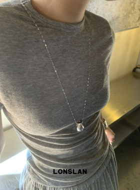 LONSLAN ACC 2025SS简约长款银色花瓶毛衣链设计感项链