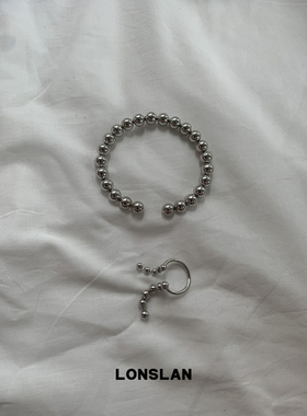 LONSLAN ACC 2025ss设计感串珠开口流苏手镯＋戒指叠戴时尚配饰