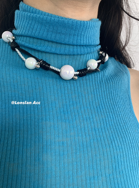 LONSLANACC黑白拼接抽绳项链