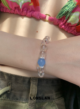 LONSLAN ACC 2025ss 简约串珠玻璃弹力绳水晶手链