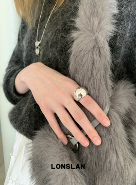 LONSLAN ACC 秋冬韩系简约蛋面椭圆夸张叠戴戒指个性指环