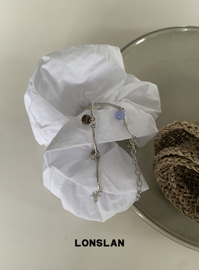 LONSLAN ACC 2025ss 个性银色拼接斑点吊坠手链