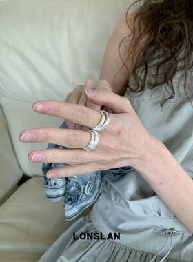 LONSLAN ACC 2025ss简约时尚圆环拉丝戒指叠戴五件套百搭指环