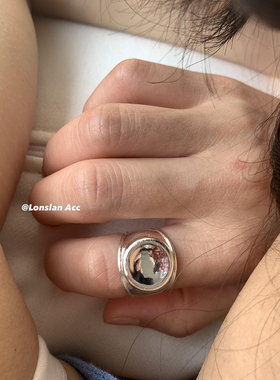 LONSLAN凹凸圆形小众戒指