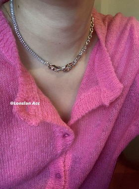 Lonslan ACC 小众设计款链条拼接项链女choker锁骨链 情侣