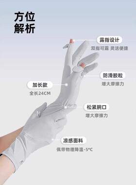 开车户外骑行防晒手套女防紫外线夏季2026新款防滑可触屏冰丝薄款