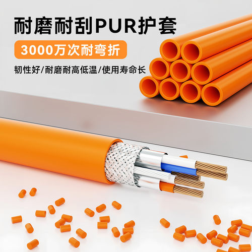 永定PUR拖链专用屏蔽耐弯油污超强耐磨工业机器人扭转网线TPU韧性 - 图0