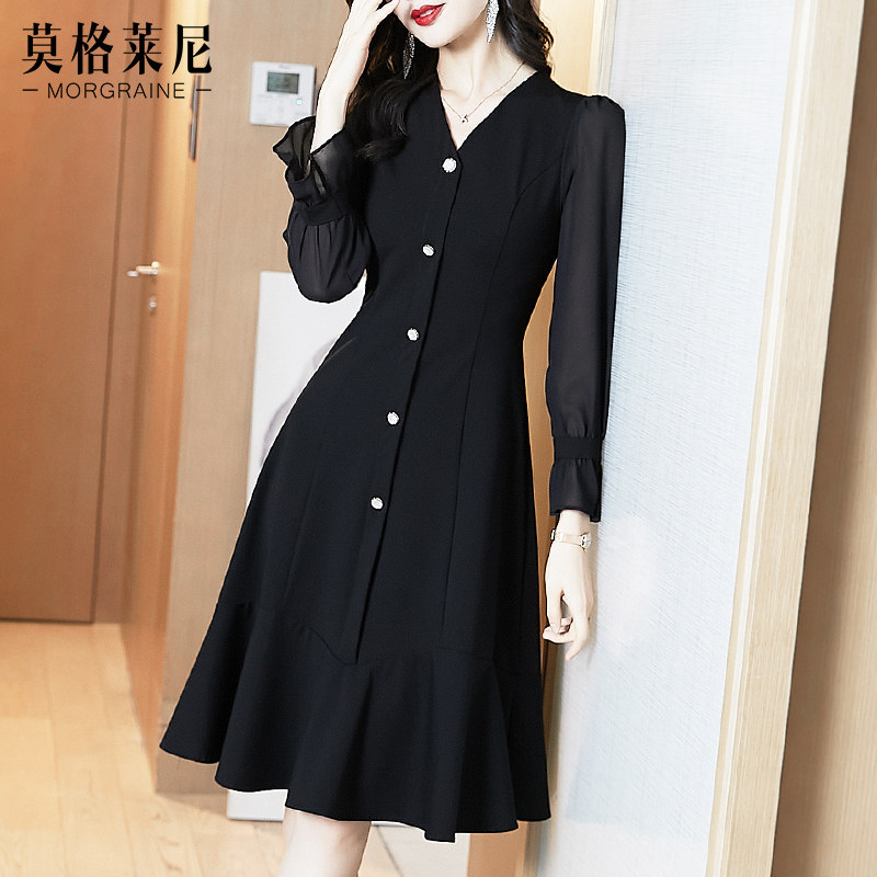 法式复古春秋2022新款高端小连衣裙 莫格莱尼连衣裙