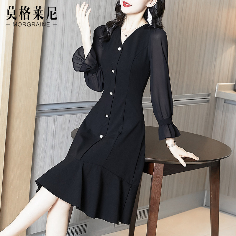 法式复古春秋2022新款高端小连衣裙 莫格莱尼连衣裙