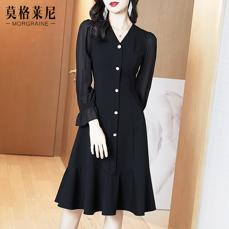 法式复古春秋2022新款高端小连衣裙 莫格莱尼连衣裙