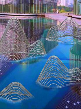 户外不锈钢镂空假山摆件雕塑酒店花园售楼处庭院水池景观落地装饰