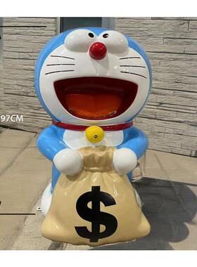 玻璃钢卡通雕塑哆啦a梦门头壁挂装饰商场咖啡厅网红机器猫摆件