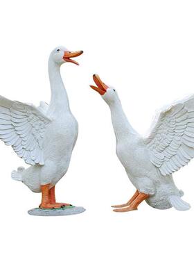 户外鸭子摆件玻璃钢大型仿真动物家禽模型番鸭麻鸭雕塑店门口装饰