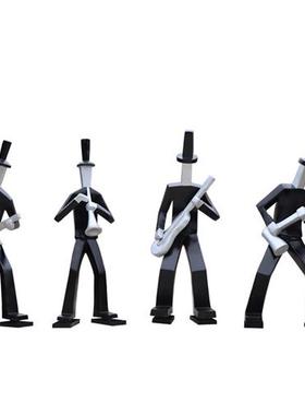 大型抽象音乐人雕塑玻璃钢主题摆件户外商场房产艺术学校人物装饰