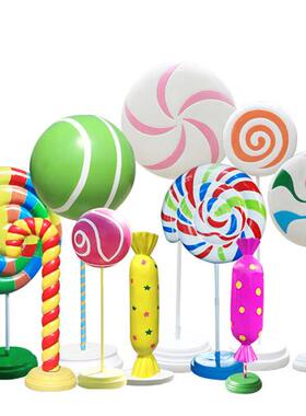 仿真糖果摆件玻璃钢假棒棒糖雕塑户外节日公园林景观小品落地道具