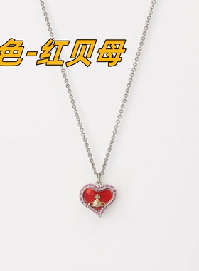 【高品质】爱心粉贝母土星项链女闪钻锁骨链百搭通勤时尚