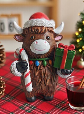 跨境新品圣诞节可爱呆萌高地牛装饰摆件家居庭院万圣节日氛围礼物