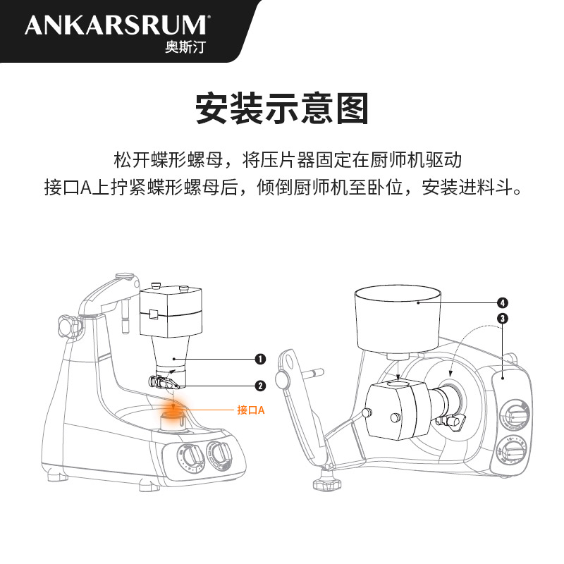 Ankarsrum6230奥斯汀厨师机原装进口配件粗粮麦片压片器 - 图0