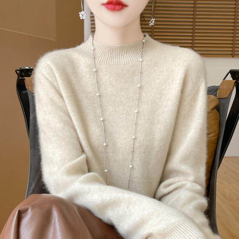 秋冬100%纯羊毛衫女一线成衣半高领无缝针织毛衣宽松羊绒打底上衣,淘宝优惠券,粉丝福利购,淘宝优惠卷