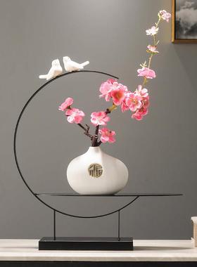 新中式铁艺软装工艺品摆件腊梅仿真插花电视柜摆设创意家居装饰品