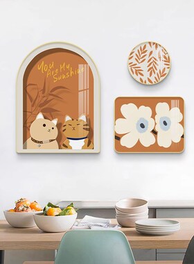 速发厨房餐厅装饰画新组意合饭厅餐桌背景墙挂画歺厅极简创款壁画