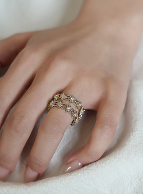 鸢尾花满圈锆石戒指女小众设计