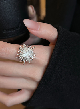 精致蒲公英烟花戒指女小众设计感