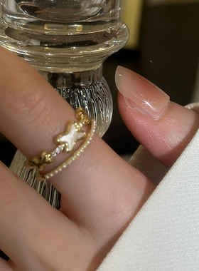 【小众独特设计感珍珠戒指女款】