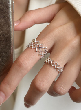 镂空菱形戒指女生小众设计高级感