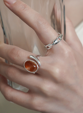 轻奢高级感蛋面晕染戒指小众设计