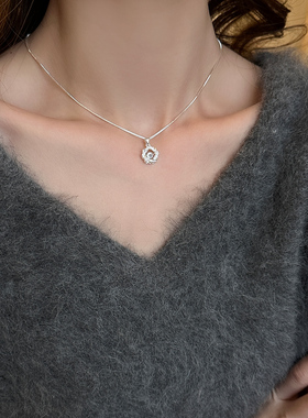 繁花似锦银色吊坠项链轻奢高级感