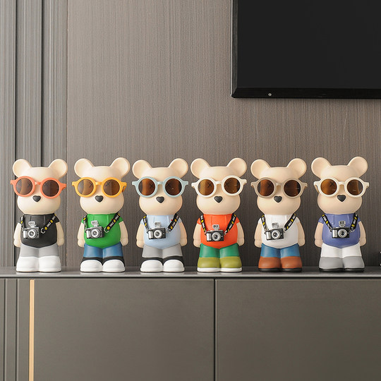 暴力熊存钱罐卡通创意现代客厅网红装饰品简约家居电视柜陶瓷摆件