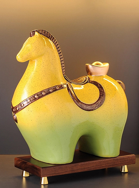 马上有钱创意桌面摆件中式客厅酒柜玄关办公室马年装饰品乔迁礼物