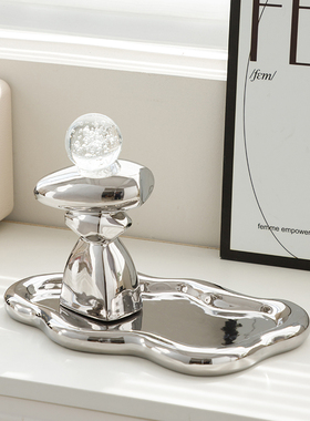 现代高档时至运来钥匙收纳摆件玄关入户进门口首饰手饰托盘装饰品