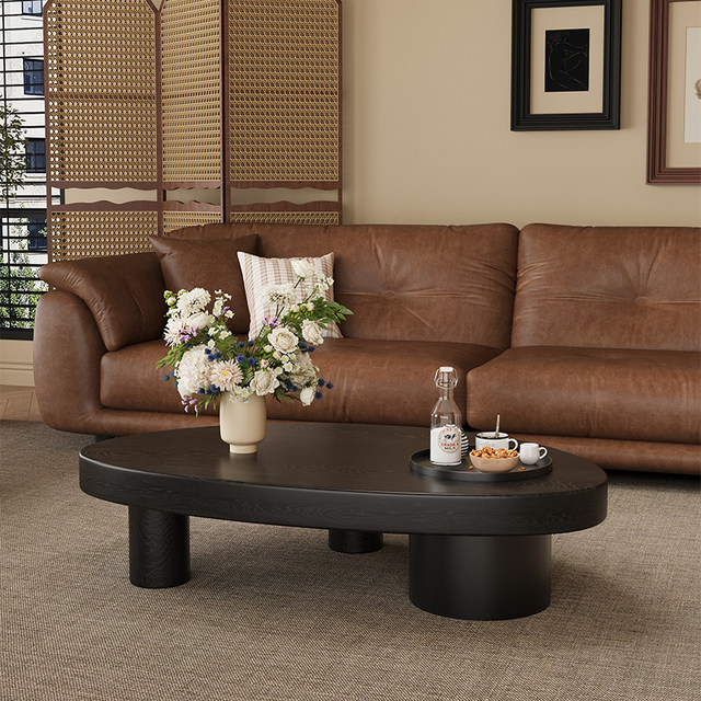Middle-aged light luxury solid wood storage tea table