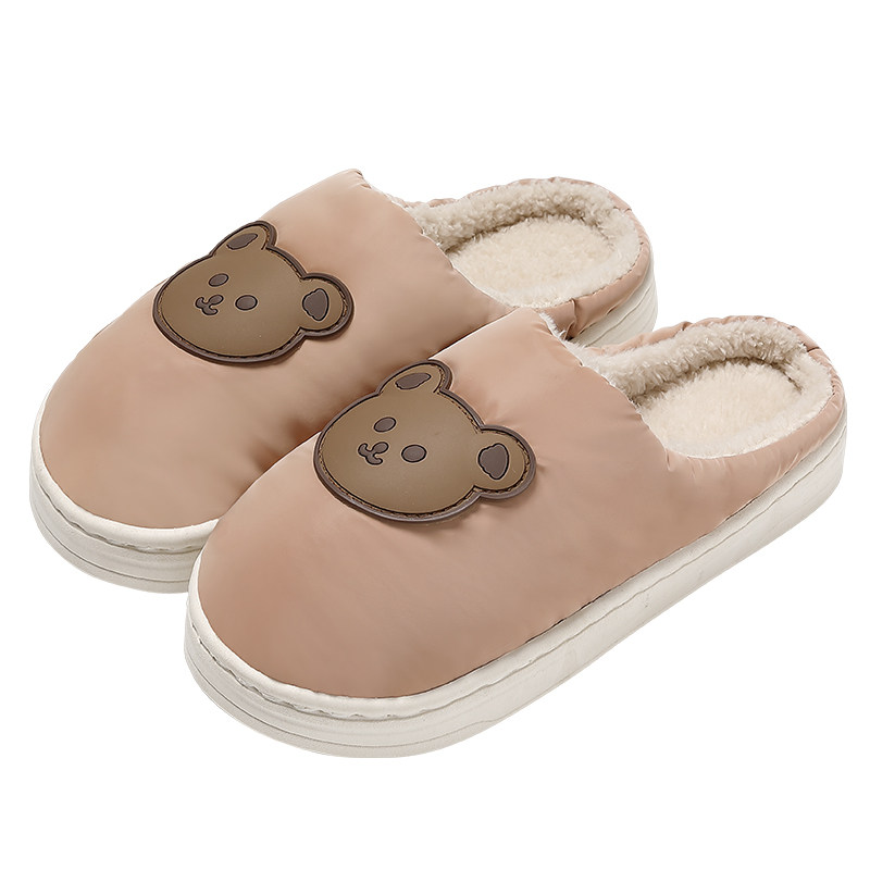 防水棉拖鞋女秋冬季2024新款室内家居厚底防滑加绒保暖棉拖女冬天