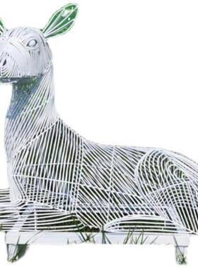 不锈钢镂空小鹿雕塑定制户外园林景观发光招财小鹿编制鹿落地摆件